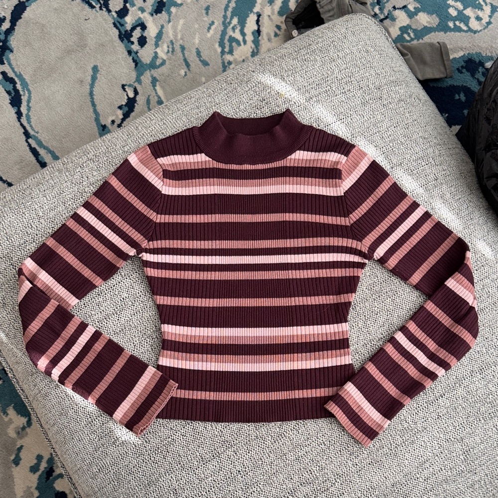 Striped Burgundy and Pink Women's Top
